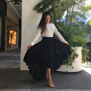 Maje Jonah Black Long Skirt
